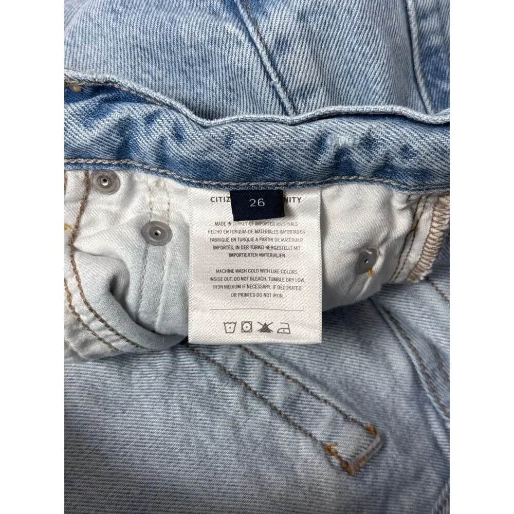 Citizens of Humanity Ayla Jeans 26 Womens Wide Leg Baggy Ripped Knees